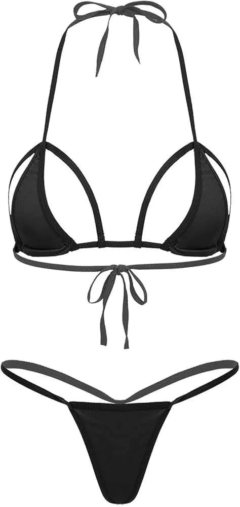m.a.1 Women's Triangle Bikini Set, Halter Neck Top with Tie Closure-picture-15
