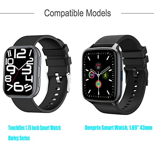 onetuo Compatible for TouchElex Smartwatch Band Quick Release Stainless Steel Metal Straps Compatible with TouchElex 1.75 inch Smart Watch Harley/Deeprio 1.69" 43mm Watch (Black) - Image 2