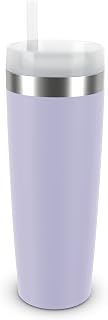 Emsa Travel Mug Cool Isolier-Trinkbecher, Fassungsvermögen von 0,5 L, aus Edelstahl, inkl. Strohhalm, 3 Deckelpositionen, herausragende Isolierung, Lavendel, N2016000