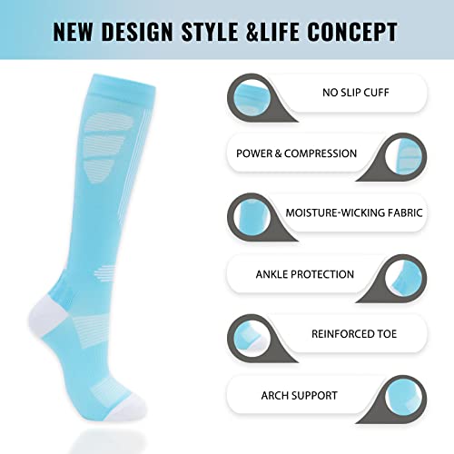 Image of fenglaoda Compression Socks for Women Men 3 Pairs Graduated Compression Support Circulation Socks for Nurses