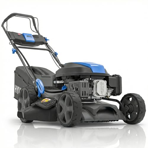 Hyundai Tondeuse à Gazon Thermique Autotractée Noire 43 cm, Démarrage Électrique...
