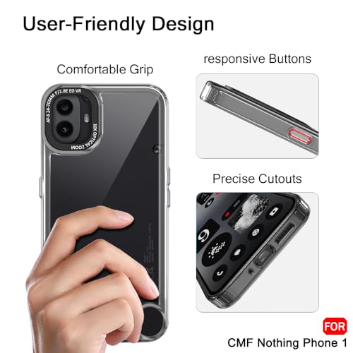 Image of TheGiftKart Hybrid Shockproof Back Cover Case for Nothing CMF Phone 1 5G | Stylish Camera Border | Electroplated Buttons | Crystal Clear Hard Back Cover Case (TPU & PC, Smoked Bumper)