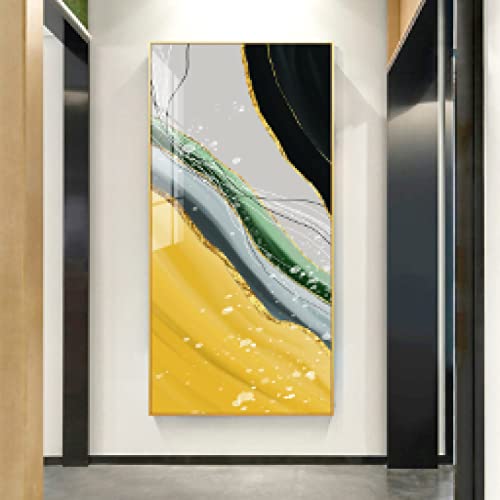 Peinture Abstraite Doré et Jaune 60x120cm | Toile Murale Moderne