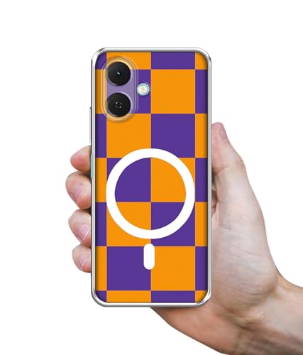 Image of Back Cover for Tecno Spark Go 2 4G Royal Orange Checkboard Magnetic Ring Design (Not Magnetic Compatible) | UV Printed Soft TPU Shockproof Back Case for Tecno Spark Go 2 4G