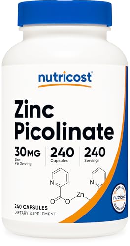 Nutricost Zinc Picolinate 30mg 240 Capsules - Gluten Free and GMO-Free