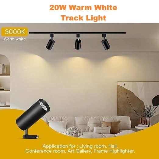 Image of Pack of 2, 20 Watt, Warm White Black Colour Track Light, Spot Light /Focus Light (Heavy Gauge), Track Rail Not Included (Pack of 2, Warm White, 20, Watts)
