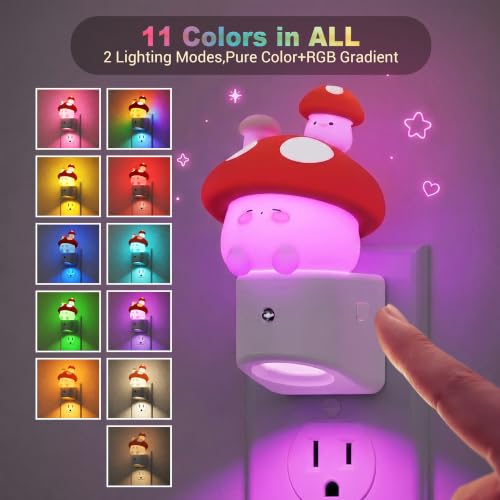 Image of JandCase Night Light for Kids,3D Mushroom Night Lights Plug into wall