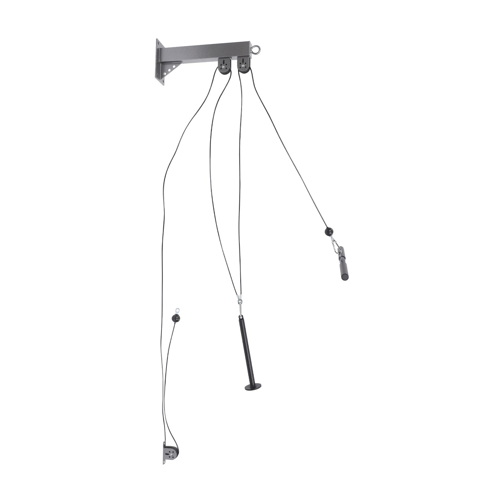 Juego de cables de fitness para montaje en pared, 150 kg, capacidad de carga para entrenamiento en casa, ejercicios, brazo, espalda, hombro, entrenamiento, color negro, ahorra espacio