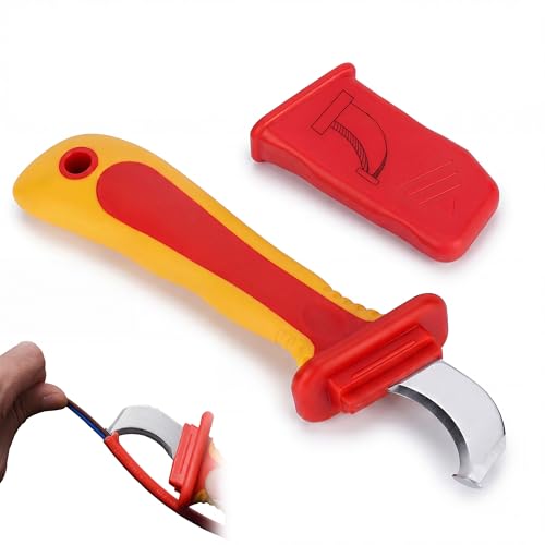 Lifegogo 1000V 210 mm Isolierung Elektriker Messer: IEC60900 Kabel Abisoliermesser mit ergonomischem Griff für Elektroinstallation und Handwerker