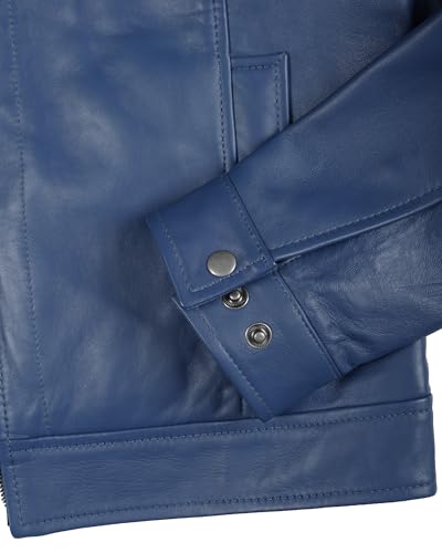 Image of fjackets Men's Real Lambskin Leather Jacket - Shirt-Collar Moto Biker Style Year-Round Wear