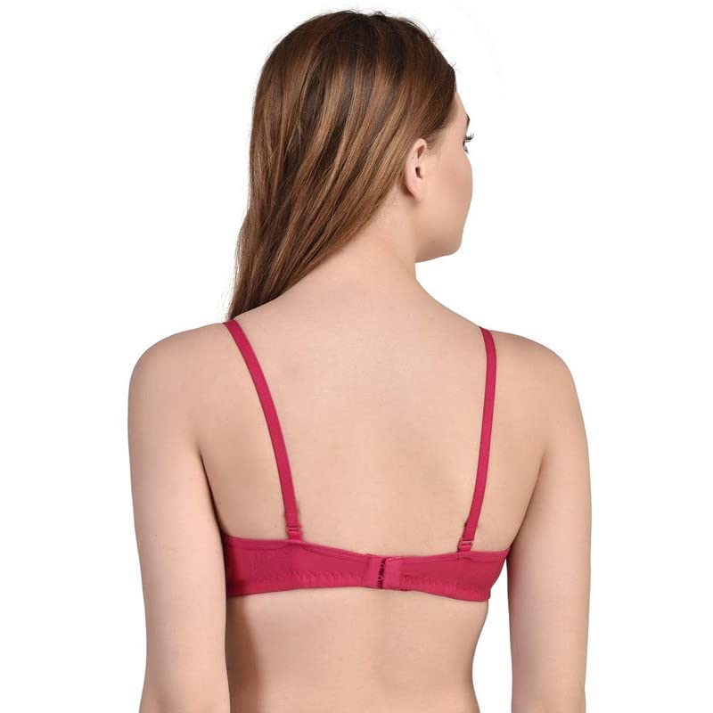 Image of QOXLYZ Women's Cotton Lightly Soft Full Cup Padded Non Wired T-Shirt Push-up Everyday Bra (Combo Pack 2)