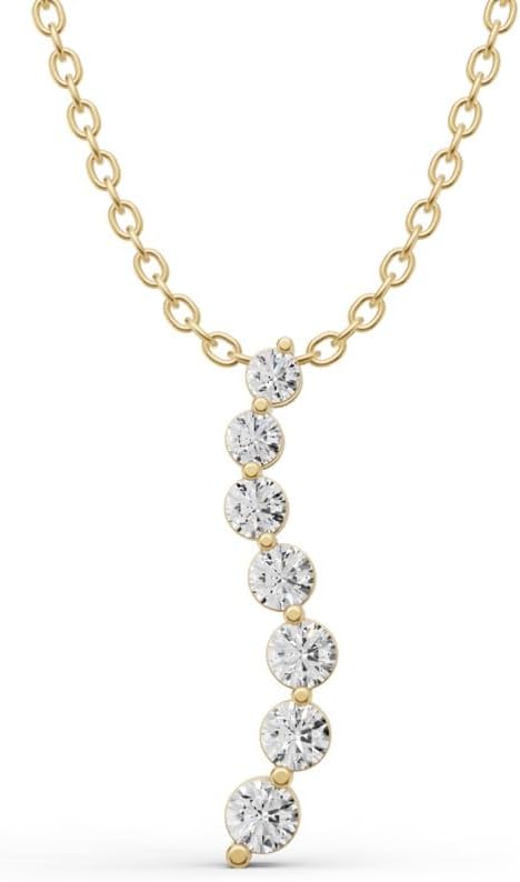 1/4 Carat - 2 Carat Round Lab Grown Diamond Journey Pendant | 14K Yellow or White Gold Chain Necklace 18 inch | E-F Color and VS1 Clarity