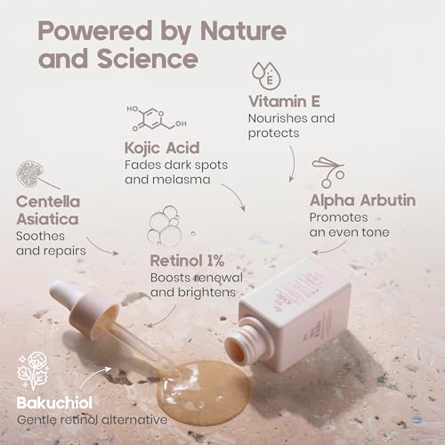 IKI Kido Brightening Serum - Reduces Dark Spots, Evens Skin Tone, Hydrates Deeply, Non-Irritating Formula, Kojic Acid, Alpha Arbutin, Retinol Serum for Face, Centella Asiatica, & Vitamin E - Image 6