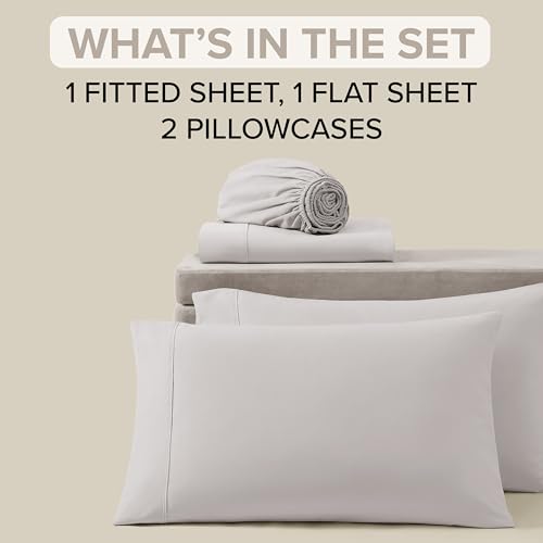 UGG Queen Sheet Set 4-Piece Luxury Cooling Sheets Deep Pockets Premium Bedding with 2 Pillow Shams Hypoallergenic Machine Washable Soft Lightweight Bed Set for Bedroom, Queen, Stone Grey (Hedi) - Image 5