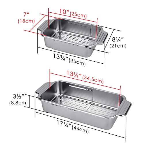 Linkidea Extendable Colander, Over the Sink 304 Stainless Steel Strainer Basket, Wash Vegetables and Fruits - Image 4
