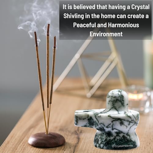 Image of Tree Agate Crystal Shivling for Home Puja - Premium 1.25 inch Shiva Lingam Crystal Healing Stones for Pooja, Vastu, Feng Shui, Reiki Healing and Meditation - Shiv Linga Gift