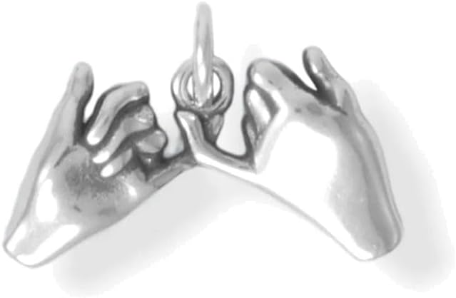 AzureBella Jewelry Pinky Promise Charm 3-D Hands Sterling Silver