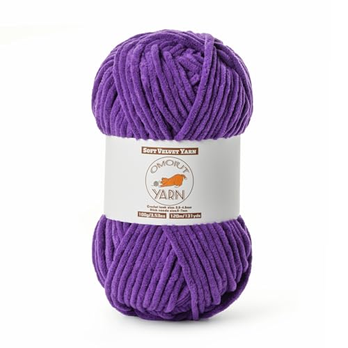Image of Fluffy Velvet Yarn for Crocheting, Chunky Chenille Baby Blanket Yarn for Crocheting, Soft Fuzzy Puzzle Yarn for Knitting, 100g /3.53oz Bulky Thick Amigurumi Crochet Yarns(Lilac)
