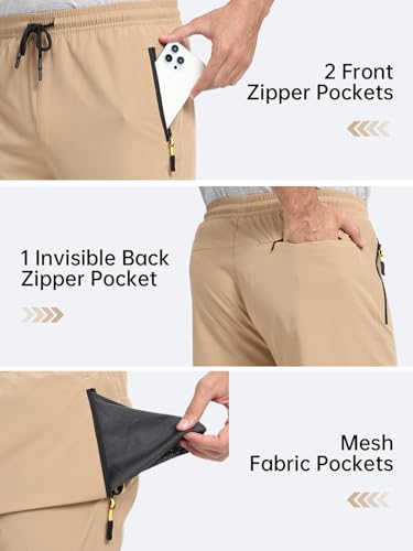 Image of Men's Lightweight Hiking Pants Elastic Waist Water Resistant Quick-Dry Sweatpants for Running Traveling Outdoor Work