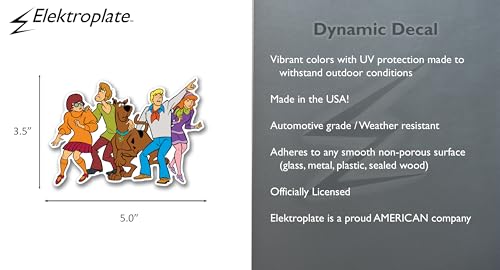 Image of Elektroplate Officially Licensed Scooby-Doo Mystery Inc. Gang 3.5 inch x 5.0 inch Dynamic Decal | Premium Automotive-Grade All Weather Vinyl Sticker for Car, Water Bottle, Laptop, Cooler, Phone | Made in USA