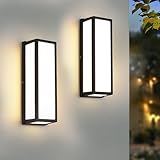 rosysky Outdoor Wall Sconce 2 Pack 30W LED Modern Porch & Patio Wall Lights Black Exterior Light Fixture Aluminum Sconces Wall Lighting Suitable for Garage,Courtyard,House(3000K)