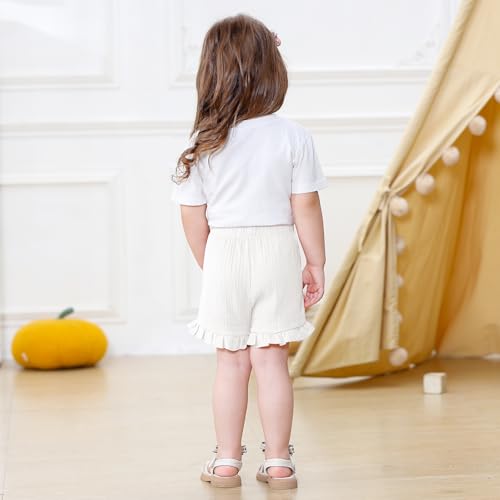 DREAM BUS 3 Pack Baby Girls Shorts Toddler Summer Casual Shorts Cotton Toddler Girls Ruffled Shorts Newborn Infant Bloomers3