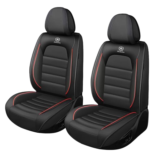 Image of Car Seat Covers for Ford F-150 F-250 F-350 XL XLT STX Lariat King Ranch Platinum Raptor Seat Covers 2007-2026, Waterproof Seat Protectors(Standard 2 Seats /Black&Red)