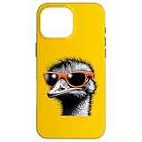 サングラスをかけたクールなダチョウの鳥のグラフィックアート スマホケース iPhone 16 Pro Max 用