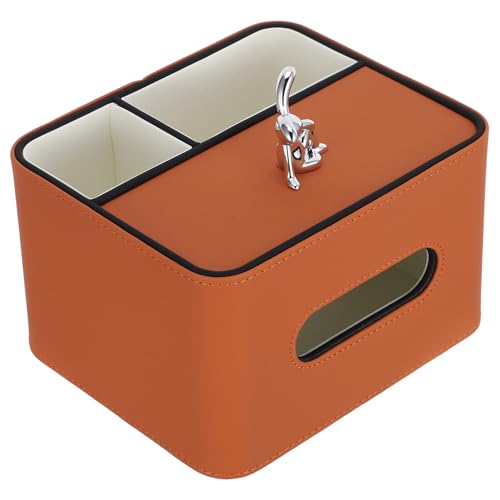 Boîte à mouchoirs en cuir avec rangement de bureau et porte-télécommande