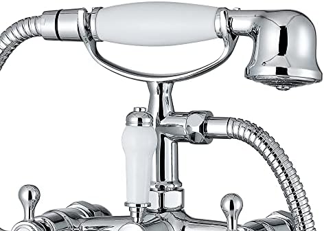 ENKI, Beaumont, BBT0257, Chrome, Bath Shower Mixer Taps & Shower Attachment, Solid Brass, Cross Handle, Modern Design, Compression Valves, Easy to Install, 10-Year Guarantee