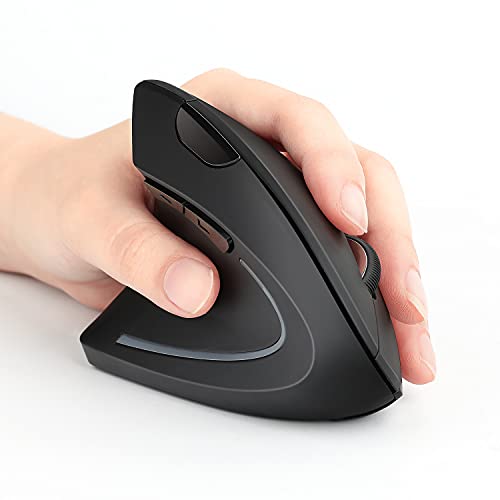 Souris Ergonomique sans Fil pour Gaucher, Souris Verticale sans Fil Dpi 800/1200/1600 RéGlable avec RéCepteur USB pour Ordinateur Portable, PC, Ordinateur Portable