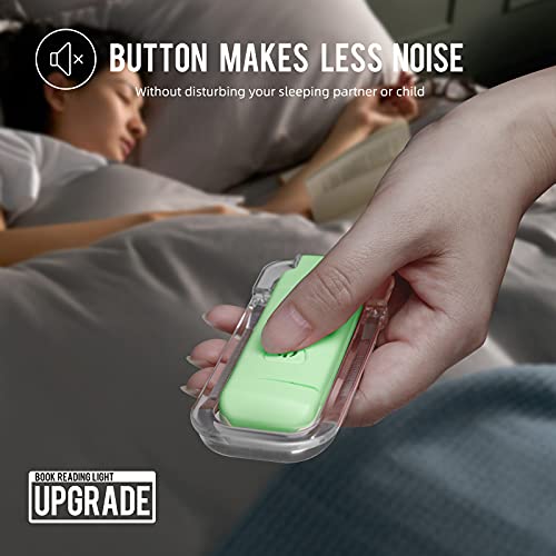 Image of EGWASER Book Light for Reading in Bed, USB Rechargeable Clip on Book Lights, 3 Brightness Adjustable Dimmable Bookmark Light for Eye-Protection, Reading Lamp for Bookworms, Travel (2-Pack Green)