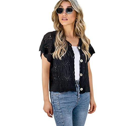 Image of Open Front Summer Cotton Thin Cardigans for Women Lightweight Cropped Cardigan Sweaters for Women