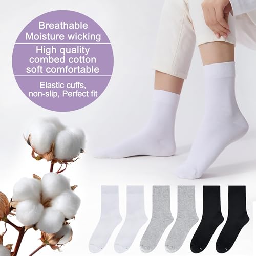 Image of ATBITER Women's Thin Cotton Crew Socks - Soft Above Ankle Bootie Casual Dress Socks 6-Pairs