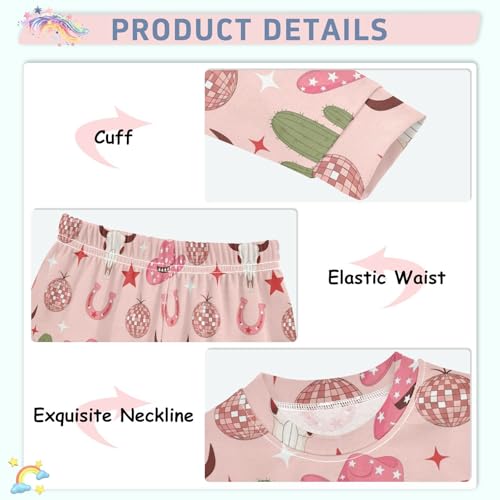 Pajama Sets Long Sleeve Cowboy Hat Theme Pattern Soft Comfy Sleepwear 2 Piece PJS 3-8T4