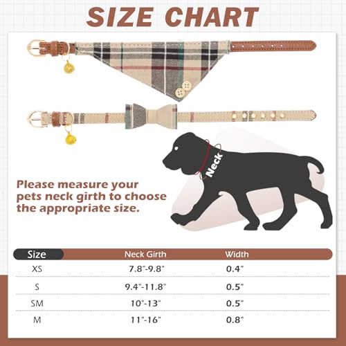 Image of EXPAWLORER Cute Dog Collar - 2 Pack Classic Plaid Puppy Bow Tie and Bandana Cat Collar with Bell, Adjustable for Small Medium Large Pets Holiday Ideal Gift, SM