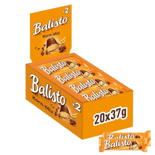 Balisto Schokoriegel | Korn-Mix, orange | 20 Riegel in einer Box (20 x 37 g)