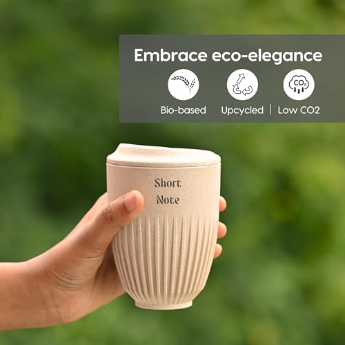 Image of Eha Earth Friendly Customised Coffee Mug, Coaster with Bag 350 ml, Set of 1 | Made with Rice Husk Biocomposite | Personalized Gifts for Friends and Family | Sand Castle