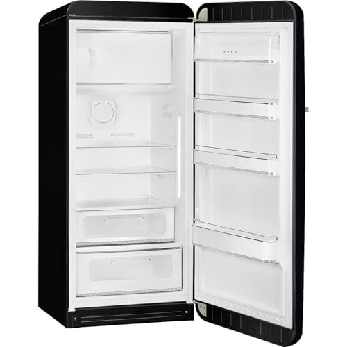 Image of Smeg Retro Style FAB28 50s Style Refrigerator, Right Hinge, Matte Black - 9.93 Cu. Ft. - Made in Italy