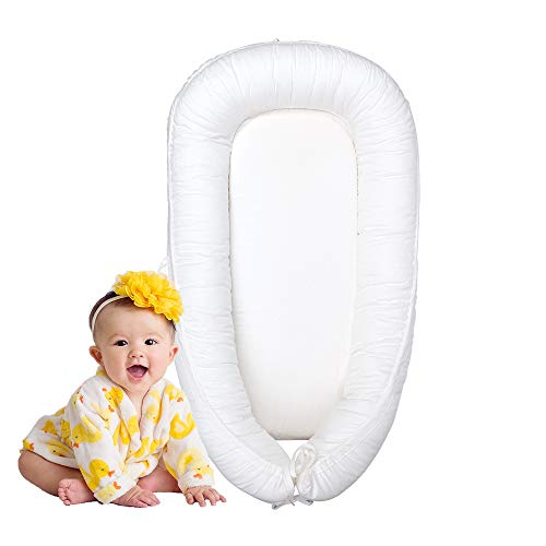 ARNTY Cama Nido de Bebé,Reductor de Cuna Nidos para Bebe,90 * 50cm Algodón Nido Bebé Recién Nacido Suave y Transpirable (Blanco)
