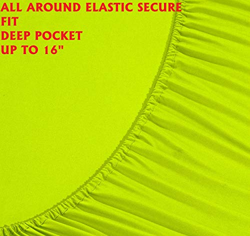 Elegant Comfort Luxury Soft Bed Sheets 1500 Premium Hotel Quality Microfiber Softness Wrinkle and Fade Resistant (6-Piece) Bedding Set, California King, Neon Green