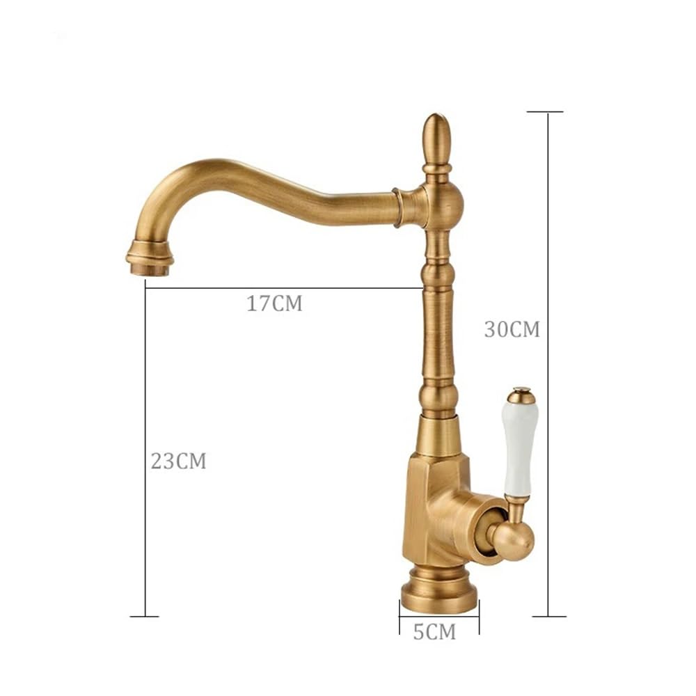 Francuska bateria umywalkowa retro z mosiądzu w stylu retro, obracana o 360°, armatura łazienkowa do ciepłej i zimnej wody XT993 (brass)