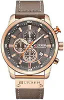 Relógio Masculino 'Chronos Premium' com Pulseira de Couro – Mostradores Personalizados, Calendário, Cronógrafo, Cristal Hardlex e Display Luminoso – Resistente à Água até 3Bar + Caixa Premium
