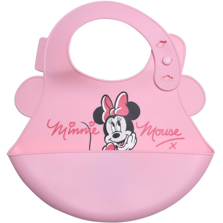 Ellepi Bavoir en silicone avec poche pour nouveau-né Disney Minnie Mouse, Minnie, Taille unique