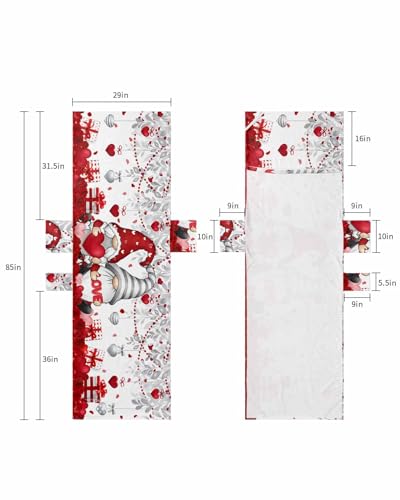 Red Grey Gnomes Valentine's Day Beach Lounge Chair Towel Cover, Soft Chaise Lounge Towel with Side Pockets Patio Pool Chairs Cover for Beach/Pool Sunbathing 29x85 Love Heart Botanical