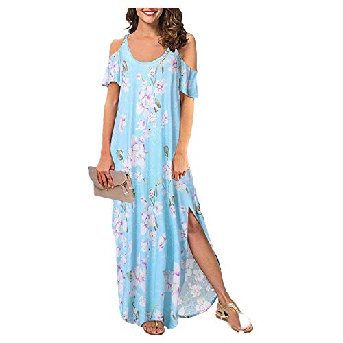 Vestido de mujer con tirantes de hombros descubiertos, estampado de gran columpio