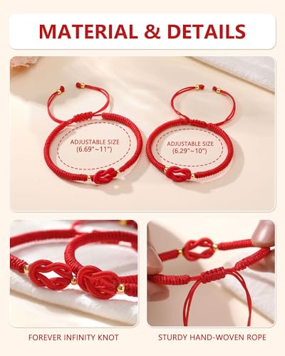 UNGENT THEM Red String of Fate - Forever Knot Couples Bracelets Christmas Valentines I Love You Gifts for Boyfriend Girlfriend Him Her4