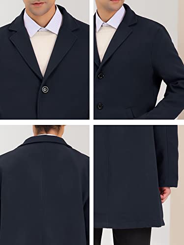 Image of Lars Amadeus Men's Navy Blue Trench Coat Lapel Collar Single Breasted Warm Long Peacoat Overcoat Medium
