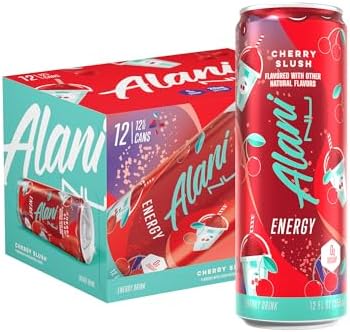 Alani Nu CHERRY SLUSH Ice Sugar Free, Low Calorie Energy Drinks | 200mg Caffeine | Antioxidants | Biotin, B Vitamins | Zero Sugar | 15 Calories or Less | 12 Oz Cans | 12 Count