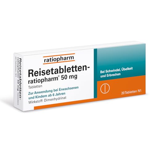 Reisetabletten-ratiopharm: Zur Vorbeugung und Behandlung von Reisekrankheit mit Symptomen wie Übelkeit Schwindel und Erbrechen für entspanntes Reisen mit der ganzen Familie. 20 Tabletten.